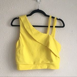 NWT Yellow Bebe Double Strap Crop Top L